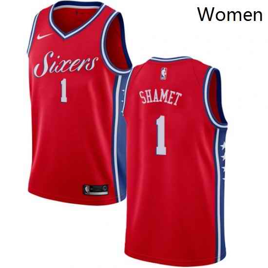 Womens Nike Philadelphia 76ers 1 Landry Shamet Swingman Red NBA Jersey Statement Edition